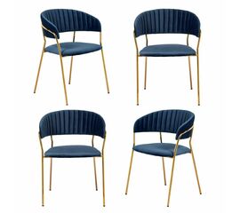 Комплект из 4-х стульев Turin синий, золотые ножки | Интернет магазин мебели и декора LifeDekor
