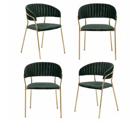 Комплект из 4-х стульев Turin зеленый, золотые ножки | Интернет магазин мебели и декора LifeDekor