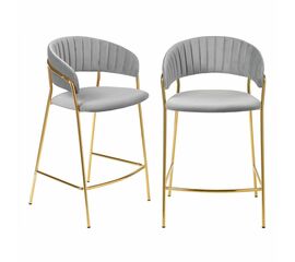 Комплект из 2-х стульев полубарных Turin серый с золотыми ножками | Интернет магазин мебели и декора LifeDekor