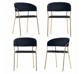 Комплект из 4-х стульев Turin чёрный с золотыми ножками | Интернет магазин мебели и декора LifeDekor