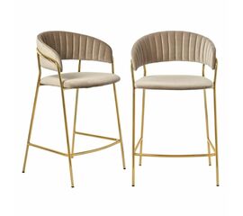 Комплект из 2-х стульев полубарных Turin латте с золотыми ножками | Интернет магазин мебели и декора LifeDekor
