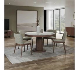 Стол круглый обеденный Bilbo (110+40), керамика матовая белая | Интернет магазин мебели и декора LifeDekor