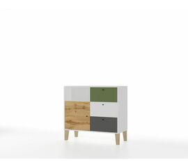 Комод 3 ящика с дверью STORY, белый шёлк | Интернет магазин мебели и декора LifeDekor