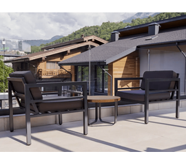 "Эстелья" кресло, каркас алюминий темно-серый (RAL7024) муар, ткань темно-серая 027 | Интернет магазин мебели и декора LifeDekor