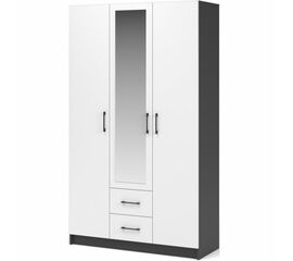 Шкаф «Чикаго» 3д2ящ (с зеркалом) Антрацит/Белый | Интернет магазин мебели и декора LifeDekor