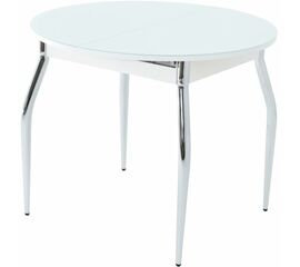 Стол «Ривьера» круг, стекло белый, опоры хром | Интернет магазин мебели и декора LifeDekor