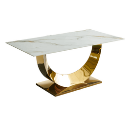 Стол обеденный Прайм IST-801, 180х90х76 см, жемчужный белый/золотой | Интернет магазин мебели и декора LifeDekor