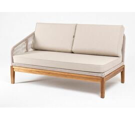 "Канны" правый модуль плетеный из роупа, основание дуб, роуп бежевый круглый, ткань бежевая 052 | Интернет магазин мебели и декора LifeDekor