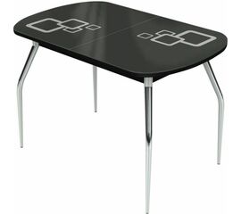 Стол «Ривьера» Квадро мини 90x60, стекло черный, опоры хром | Интернет магазин мебели и декора LifeDekor