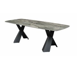 Стол DikLine KY220 керамика серый мрамор С20 глянец/опоры черные | Интернет магазин мебели и декора LifeDekor