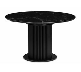 Стол стеклянный Фостер 120(160)х120х76 черный мрамор / черная шагрень / черный | Интернет магазин мебели и декора LifeDekor