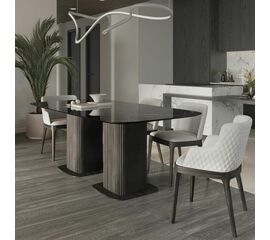 Стол прямоугольный Denver 270, керамика глянцевая, две опоры дерево | Интернет магазин мебели и декора LifeDekor