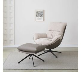 Комплект кресло HUG латте, экокожа, шенилл с оттоманкой латте, экокожа | Интернет магазин мебели и декора LifeDekor