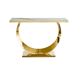Стол-консоль Прайм IST-803,120х40х78 см, жемчужный белый/золотой | Интернет магазин мебели и декора LifeDekor