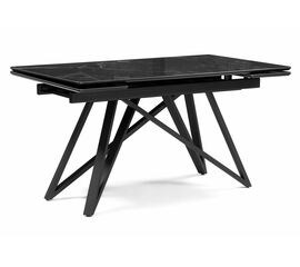 Стол стеклянный Вилсон 140(200)х80 черный мрамор / черный | Интернет магазин мебели и декора LifeDekor