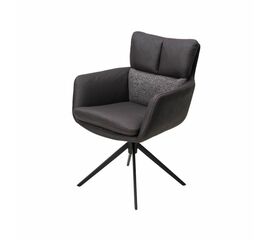 Стул с подлокотниками Marlin ткань комби серый, поворотно-возвратный механизм 360 градусов | Интернет магазин мебели и декора LifeDekor