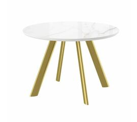 Cтол с керамическим покрытием RONDY-116 (beldia bianco gloss premium cer/золото) D116 | Интернет магазин мебели и декора LifeDekor