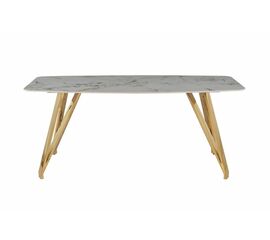 Стол обеденный Соар-2 F-1690,160х90х76 см, серо-золотая керамика/золото | Интернет магазин мебели и декора LifeDekor