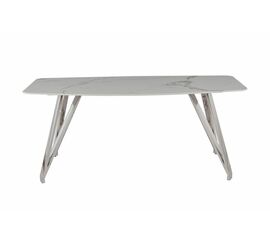 Стол обеденный Соар-2 F-1690,160х90х76 см, бело-серая керамика/хром серебро | Интернет магазин мебели и декора LifeDekor