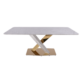 Стол обеденный Интерно Гранд MC3042-200WH, 200х100х75 см, белый мрамор/золото | Интернет магазин мебели и декора LifeDekor