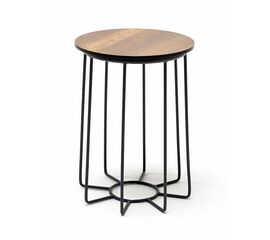 "Эквадор" журнальный стол из HPL круглый Ø40 H55, каркас из алюминия темно-серый (RAL 7024) муар, цвет столешницы "дуб" | Интернет магазин мебели и декора LifeDekor