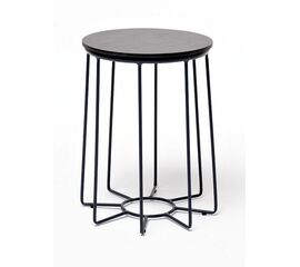 "Эквадор" журнальный стол из HPL круглый Ø40 H55, каркас из алюминия темно-серый (RAL 7024) муар, цвет столешницы "серый гранит" | Интернет магазин мебели и декора LifeDekor