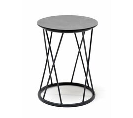 "Колумбия" журнальный стол из HPL круглый Ø40 H55, каркас из стали темно-серый (RAL 7024) муар, цвет столешницы "серый гранит" | Интернет магазин мебели и декора LifeDekor