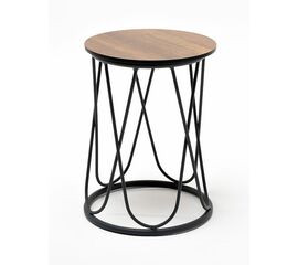 "Перу" журнальный стол из HPL круглый Ø40 H55, каркас из алюминия темно-серый (RAL 7024) муар, цвет столешницы "дуб" | Интернет магазин мебели и декора LifeDekor