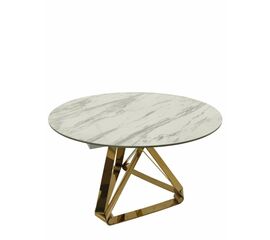 Стол обеденный раскладной Рондо Голд MC8239-120W, 120(+30+30)х76 см, белая керамика/золото | Интернет магазин мебели и декора LifeDekor