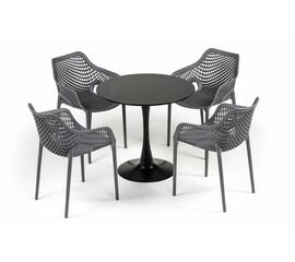 "Беллини" обеденная группа на 4 персоны, цвет темно-серый | Интернет магазин мебели и декора LifeDekor
