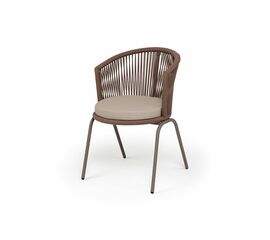"Люксембург" стул плетеный из роупа, каркас из стали бежево-серый (RAL7006) муар, роуп коричневый круглый, ткань Mossle бежевая | Интернет магазин мебели и декора LifeDekor