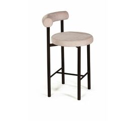 Стул полубарный Biggi, шенил Puffy beige / опоры черные | Интернет магазин мебели и декора LifeDekor