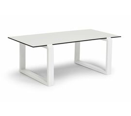 "Варадеро" журнальный стол из HPL 110х60 H43, каркас алюминий белый муар, цвет столешницы "молочный" | Интернет магазин мебели и декора LifeDekor