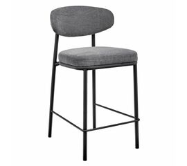 Стул полубарный Lucas 2 серый шенилл с чёрными ножками | Интернет магазин мебели и декора LifeDekor