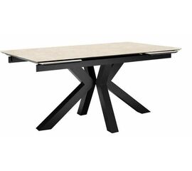 Стол DikLine SFE160 Керамика Krater Perla (бежевый матовый)/подстолье черное/опоры черные (2 уп.) | Интернет магазин мебели и декора LifeDekor