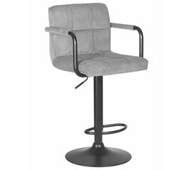 Стул барный DOBRIN KRUGER ARM BLACK, серый вельвет (LAR-E2041-25), Вариант: серый вельвет (LAR-E2041-25) | Интернет магазин мебели и декора LifeDekor