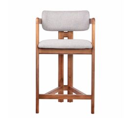 Стул полубарный Rich рогожка бежево-голубая с ножками цвета орех | Интернет магазин мебели и декора LifeDekor