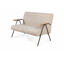 Andy диван двухместный с деревянными подлокотниками, шенилл Shantal beige | Интернет магазин мебели и декора LifeDekor