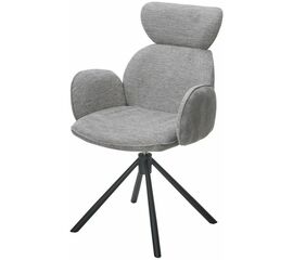 Стул VARDY 360 град.поворот. Brego-07 Серый, ткань/ 7525-180 Серый, велюр/Черный, ®DISAUR | Интернет магазин мебели и декора LifeDekor