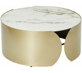Стол журнальный BRANT KL-188 Контрастный мрамор матовый, итальянская керамика/ Шампань, ®DISAUR | Интернет магазин мебели и декора LifeDekor