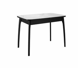 Стол DikLine MK40 Керамика Белый мрамор/подстолье черное/опоры черные | Интернет магазин мебели и декора LifeDekor