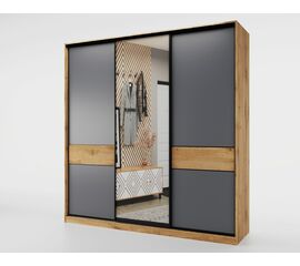 Шкаф-купе SLIM,184*60, Дуб вотан, Серый с зеркалом | Интернет магазин мебели и декора LifeDekor