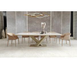 Стол Toros 230 овальный, интегрированная керамика глянцевая, шампань | Интернет магазин мебели и декора LifeDekor