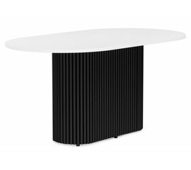 Стол деревянный Барон О 160 х 90 белая пленка шагрень / черные ноги | Интернет магазин мебели и декора LifeDekor