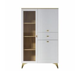 Шкаф-витрина Вега Сапфир низкий, белый глянец | Интернет магазин мебели и декора LifeDekor