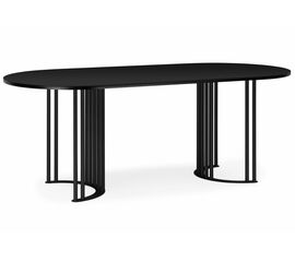 Стол деревянный Хьюго О 180 х 90 черная шагрень пленка / черные ноги | Интернет магазин мебели и декора LifeDekor