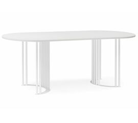 Стол деревянный Хьюго О 200 х 90 белая шагрень пленка / белые ноги | Интернет магазин мебели и декора LifeDekor