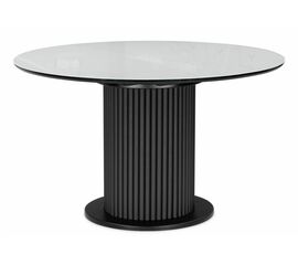 Стол стеклянный Фостер 120(160) белый / пленка черная / черный | Интернет магазин мебели и декора LifeDekor