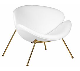 Кресло дизайнерское DOBRIN EMILY, белый винил YP17, золотое основание, Вариант: белый винил YP17, золотое основание | Интернет магазин мебели и декора LifeDekor