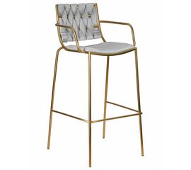 Стул барный DOBRIN MILLER GOLD, светло-серый велюр (135-37), Вариант: светло-серый велюр (135-37) | Интернет магазин мебели и декора LifeDekor